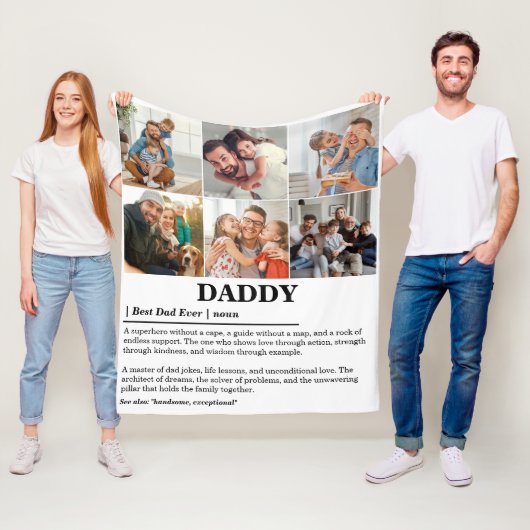 Personalisierter Daddy Definition 6 FotoCollage Fleecedecke (Beispiel)
