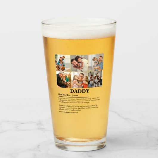 Personalisierter Daddy Definition 6 FotoCollage Glas (Vorne (Gefüllt))
