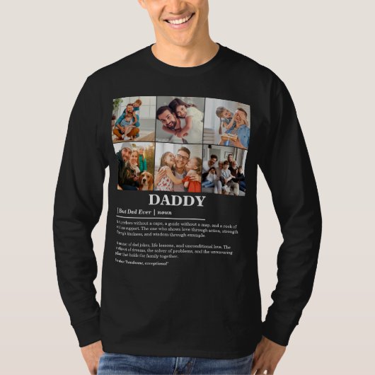 Personalisierter Daddy Definition 6 FotoCollage T-Shirt (Vorderseite)