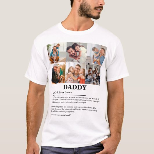 Personalisierter Daddy Definition 6 FotoCollage T-Shirt (Vorderseite)