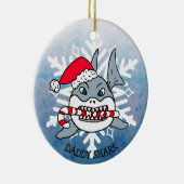 Personalisierter Daddy Shark und Snowflake Keramik Ornament (Rechts)