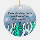Personalisierter Daddy Shark und Snowflake Keramik Ornament (Hinten)