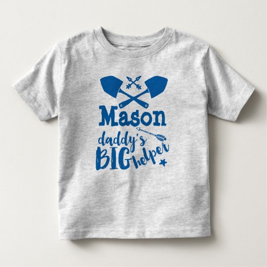 Personalisierter Daddy's Big Helper Blue und Gray Kleinkind T-shirt (Vorderseite)