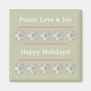 Personalisierter Daisy Floral Art Green Pink Urlau Magnet
