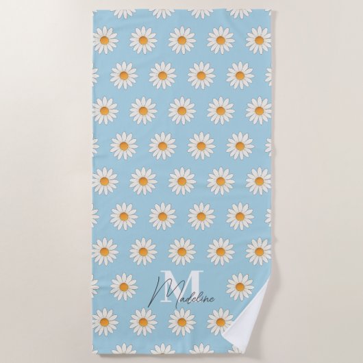 Personalisierter Daisy Floral Beach Handtuch Indiv (Vorderseite)