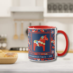 Personalisierter Dala-Pferd-Weihnachtsbecher Tasse
