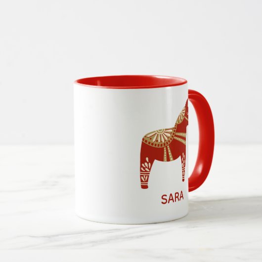 Personalisierter Dala-Pferdename Tasse (VorderseiteRechts)