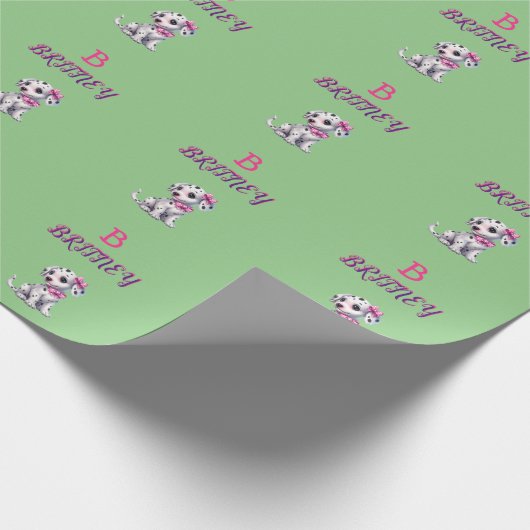 Personalisierter Dalmatiner Welpenmonogramm - Geschenkpapier (Ecke)