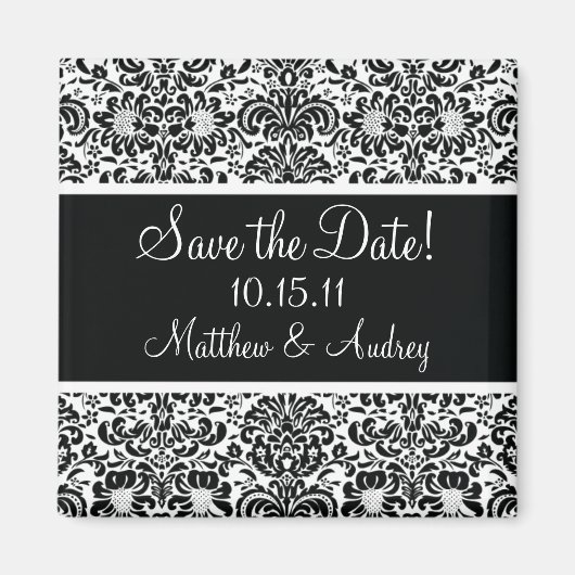 Personalisierter Damask Speichern des Datumsfenste Magnet (Vorne)