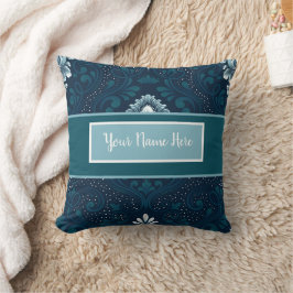 Personalisierter Damast Peacock und Cyan Pillow Kissen