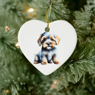 Personalisierter Dandie Dinmont Terrier Welpe Keramik Ornament