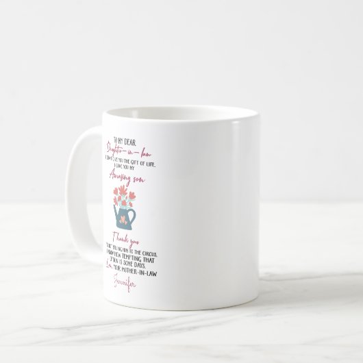 Personalisierter Dank an die Tochter Jura Kaffee-T Kaffeetasse (Vorderseite Links)