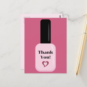 Personalisierter Dankeschön Modern Pink Nagellack Postkarte