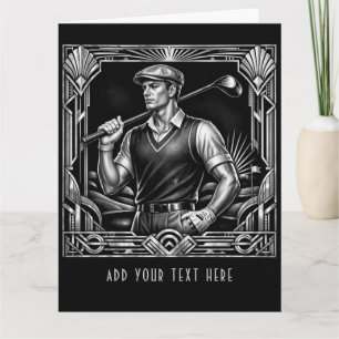Personalisierter Deco Golfer- Große Golfkarte Dankeskarte
