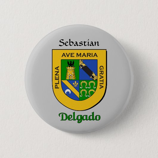 Personalisierter Delgado Historischer Schild Button (Vorderseite)