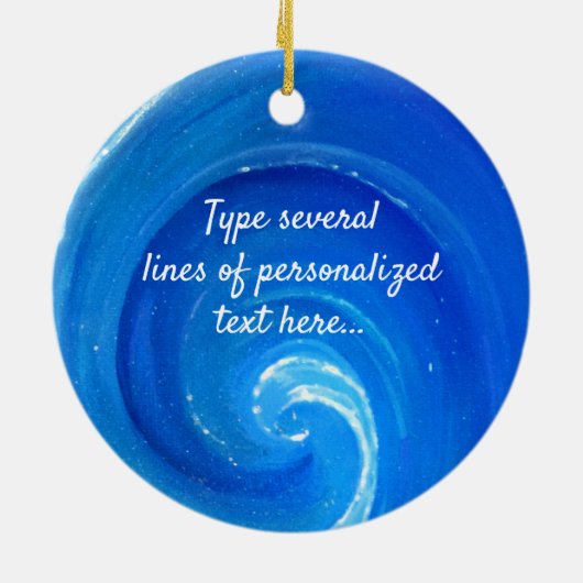 Personalisierter Delphin verziert | blaue Keramik Ornament (Hinten)