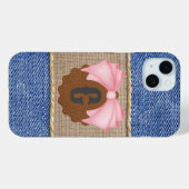 Personalisierter Denim & Leder mit rosa Bow Case-Mate iPhone Hülle (Rückseite (Horizontal))