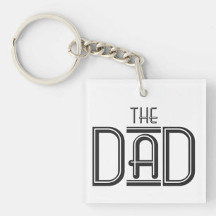 Personalisierter DER Papa Einfache schwarze weiße  Schlüsselanhänger