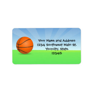 Personalisierter der Sport-Basketball-sonniger Tag Adressaufkleber