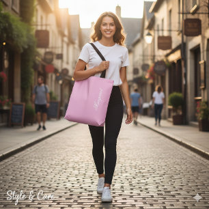 Personalisierter Designer-Name in Hellrosa Tasche