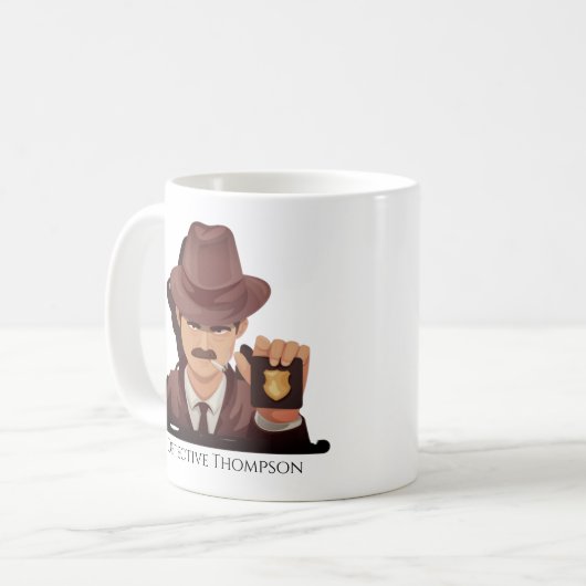Personalisierter Detektiv mit Abzeichen-Kaffee-Tas Kaffeetasse (Vorderseite Links)