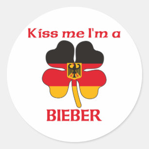Personalisierter deutscher Kuss Ich bin Bieber Runder Aufkleber