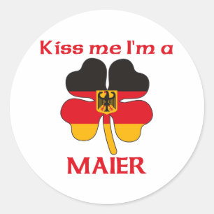 Personalisierter deutscher Kuss Ich bin Maier Runder Aufkleber