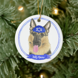 Personalisierter deutscher Schäferhund Dog Hanukka Keramik Ornament