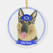 Personalisierter deutscher Schäferhund Dog Hanukka Keramik Ornament (Vorne)