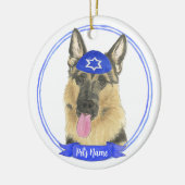Personalisierter deutscher Schäferhund Dog Hanukka Keramik Ornament (Links)