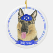 Personalisierter deutscher Schäferhund Dog Hanukka Keramik Ornament (Hinten)
