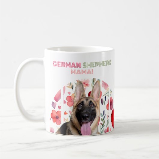 Personalisierter deutscher Schäferhund Mama! Mug Kaffeetasse (Links)