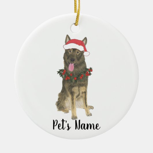 Personalisierter deutscher Schäferhund (Sable) Keramik Ornament (Vorne)