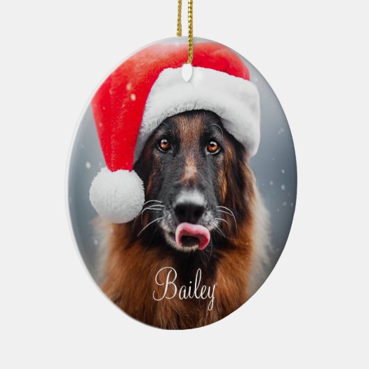 Personalisierter deutscher Schäferhund Santa Keramik Ornament (Rechts)