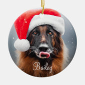 Personalisierter deutscher Schäferhund Santa Keramik Ornament (Vorne)