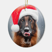 Personalisierter deutscher Schäferhund Santa Keramik Ornament (Links)