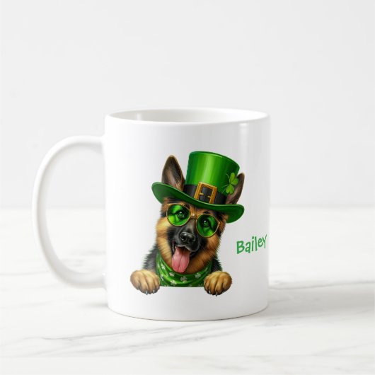 Personalisierter Deutscher Schäferhund St. Patrick Kaffeetasse (Links)