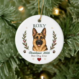 Personalisierter deutscher Schäferhund Weihnachten Keramik Ornament