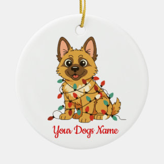 Personalisierter Deutscher Schäferhund-Weihnachtss Keramik Ornament