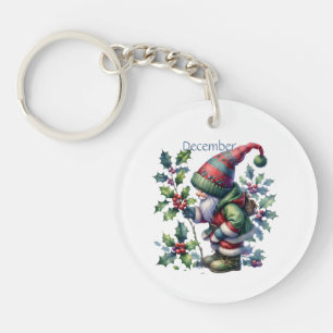 Personalisierter Dezember Geburtsmonat Garten Gnom Schlüsselanhänger