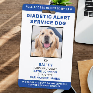 Personalisierter diabetischer Warndienst Hunde Fot Ausweis