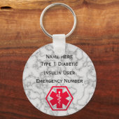 Personalisierter diabetischer Warnhinweis Typ 1 od Schlüsselanhänger (Vorderseite)