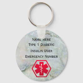 Personalisierter diabetischer Warnhinweis Typ 1 od Schlüsselanhänger