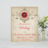 Personalisierter Diamantenring und rote Rose Einla (Stehend Vorderseite)