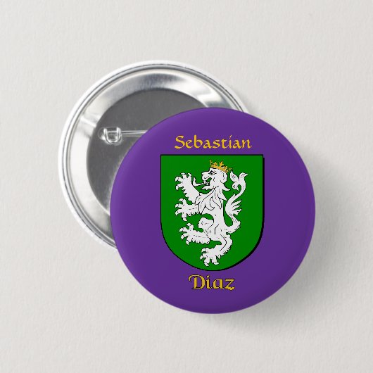 Personalisierter Diaz Historischer Schild Button (Vorne & Hinten)
