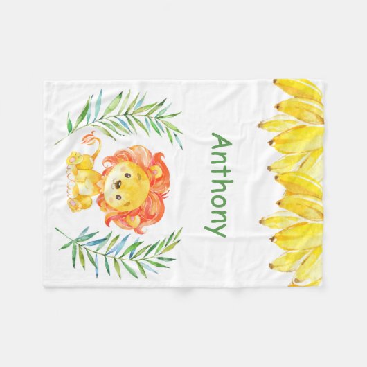 Personalisierter die Fleece-Decken-Löwe-Dschungel Fleecedecke (Vorderseite (Horizontal))