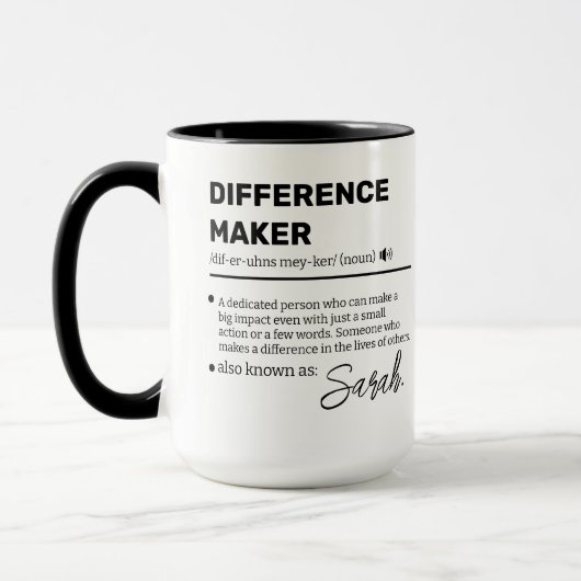 Personalisierter Difference Maker Becher, Wertschä Tasse (Links)