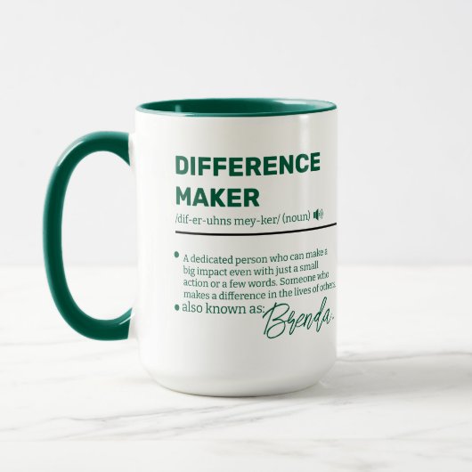 Personalisierter Difference Maker Becher, Würdigun Tasse (Links)