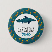 Personalisierter Dino Name, Dinosaurier 6 cm Abzei Button (Vorderseite)