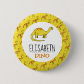 Personalisierter Dino Name, Dinosaurier 6 cm Abzei Button (Vorderseite)